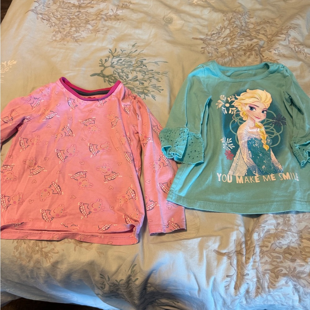 Disney Frozen Elsa and Peppa Pig Kids Long Sleeve Shirts 4T